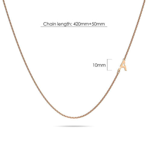 Bold Alphabet Letter Initial Charm Necklace in Rose Gold Tone